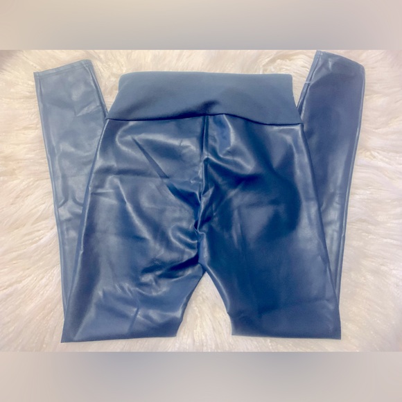Assets by Spanx Blue Faux Leather Leggings - Picture 3 of 7